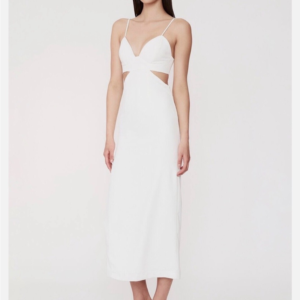 Bardot White Cut-Out Midi Dress